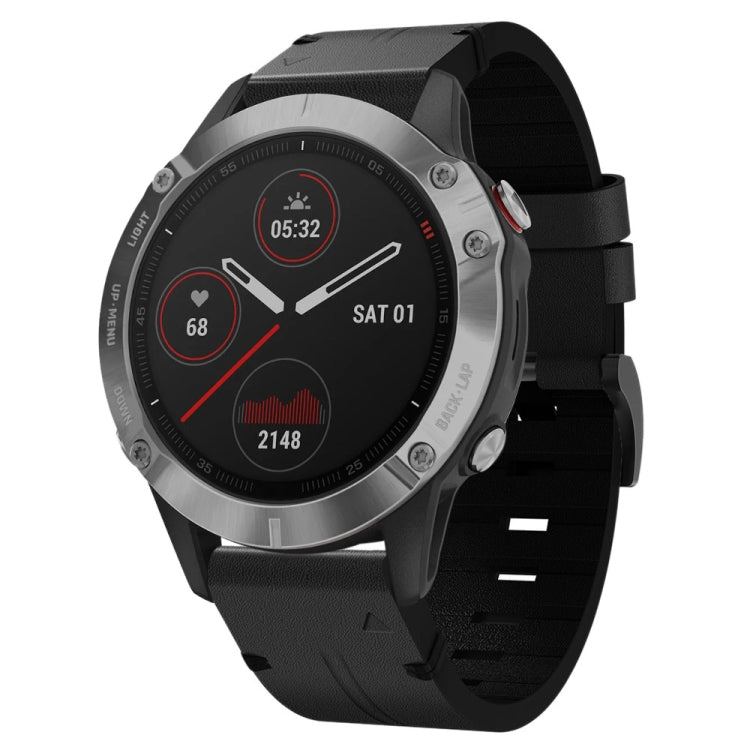 Cinturino per orologio in pelle con fibbia in acciaio da 22 mm, For Garmin Fenix 6 GPS, For Garmin Fenix 6 Pro GPS, For Garmin Fenix 6 Sapphire GPS, For Garmin Fenix 5, For Garmin Fenix 5 Plus, For Garmin Quatix 5, For Garmin Quatix 5 Sapphire         ...