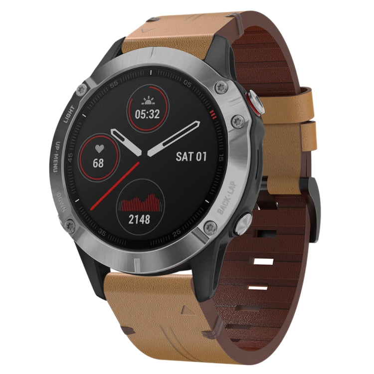 Cinturino per orologio in pelle con fibbia in acciaio da 22 mm, For Garmin Fenix 6 GPS, For Garmin Fenix 6 Pro GPS, For Garmin Fenix 6 Sapphire GPS, For Garmin Fenix 5, For Garmin Fenix 5 Plus, For Garmin Quatix 5, For Garmin Quatix 5 Sapphire         ...