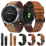 Cinturino per orologio in pelle con fibbia in acciaio da 22 mm, For Garmin Fenix 6 GPS, For Garmin Fenix 6 Pro GPS, For Garmin Fenix 6 Sapphire GPS, For Garmin Fenix 5, For Garmin Fenix 5 Plus, For Garmin Quatix 5, For Garmin Quatix 5 Sapphire         ...