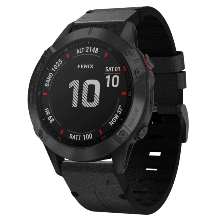 Cinturino per orologio in pelle con fibbia in acciaio da 22 mm, For Garmin Fenix 6 GPS, For Garmin Fenix 6 Pro GPS, For Garmin Fenix 6 Sapphire GPS, For Garmin Fenix 5, For Garmin Fenix 5 Plus, For Garmin Quatix 5, For Garmin Quatix 5 Sapphire         ...