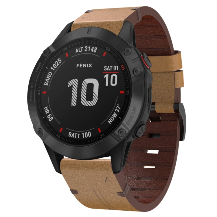 Cinturino per orologio in pelle con fibbia in acciaio da 22 mm, For Garmin Fenix 6 GPS, For Garmin Fenix 6 Pro GPS, For Garmin Fenix 6 Sapphire GPS, For Garmin Fenix 5, For Garmin Fenix 5 Plus, For Garmin Quatix 5, For Garmin Quatix 5 Sapphire         ...