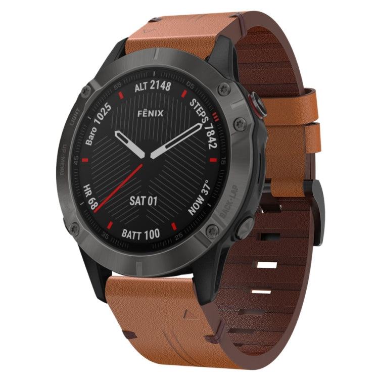 Cinturino per orologio in pelle con fibbia in acciaio da 22 mm, For Garmin Fenix 6 GPS, For Garmin Fenix 6 Pro GPS, For Garmin Fenix 6 Sapphire GPS, For Garmin Fenix 5, For Garmin Fenix 5 Plus, For Garmin Quatix 5, For Garmin Quatix 5 Sapphire         ...