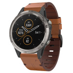 Cinturino per orologio in pelle con fibbia in acciaio da 22 mm, For Garmin Fenix 6 GPS, For Garmin Fenix 6 Pro GPS, For Garmin Fenix 6 Sapphire GPS, For Garmin Fenix 5, For Garmin Fenix 5 Plus, For Garmin Quatix 5, For Garmin Quatix 5 Sapphire         ...