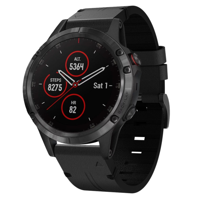Cinturino per orologio in pelle con fibbia in acciaio da 22 mm, For Garmin Fenix 6 GPS, For Garmin Fenix 6 Pro GPS, For Garmin Fenix 6 Sapphire GPS, For Garmin Fenix 5, For Garmin Fenix 5 Plus, For Garmin Quatix 5, For Garmin Quatix 5 Sapphire         ...
