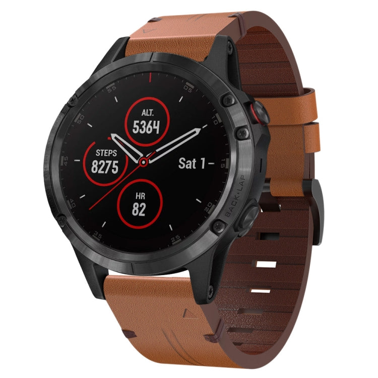 Cinturino per orologio in pelle con fibbia in acciaio da 22 mm, For Garmin Fenix 6 GPS, For Garmin Fenix 6 Pro GPS, For Garmin Fenix 6 Sapphire GPS, For Garmin Fenix 5, For Garmin Fenix 5 Plus, For Garmin Quatix 5, For Garmin Quatix 5 Sapphire         ...