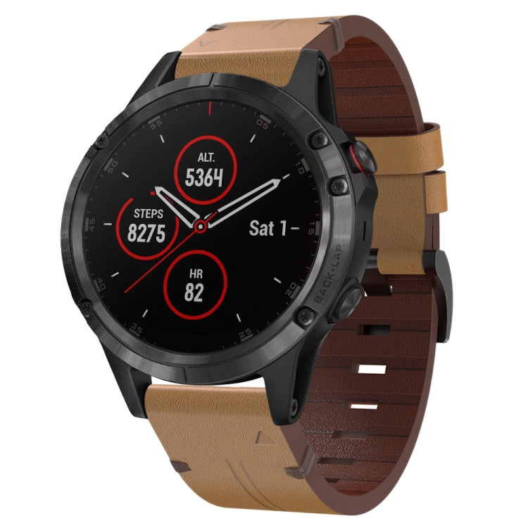 Cinturino per orologio in pelle con fibbia in acciaio da 22 mm, For Garmin Fenix 6 GPS, For Garmin Fenix 6 Pro GPS, For Garmin Fenix 6 Sapphire GPS, For Garmin Fenix 5, For Garmin Fenix 5 Plus, For Garmin Quatix 5, For Garmin Quatix 5 Sapphire         ...