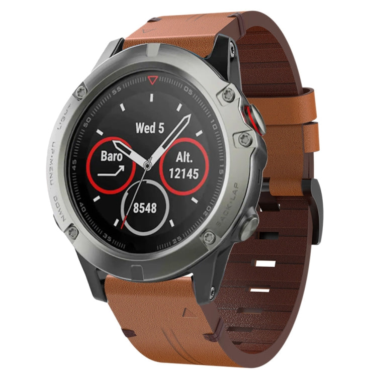 Cinturino per orologio in pelle con fibbia in acciaio da 22 mm, For Garmin Fenix 6 GPS, For Garmin Fenix 6 Pro GPS, For Garmin Fenix 6 Sapphire GPS, For Garmin Fenix 5, For Garmin Fenix 5 Plus, For Garmin Quatix 5, For Garmin Quatix 5 Sapphire         ...