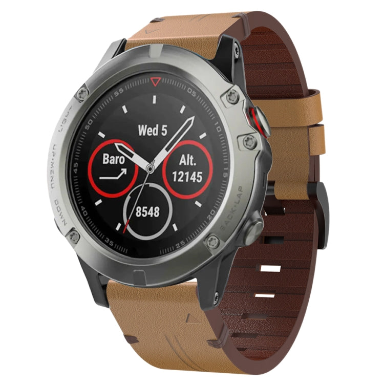 Cinturino per orologio in pelle con fibbia in acciaio da 22 mm, For Garmin Fenix 6 GPS, For Garmin Fenix 6 Pro GPS, For Garmin Fenix 6 Sapphire GPS, For Garmin Fenix 5, For Garmin Fenix 5 Plus, For Garmin Quatix 5, For Garmin Quatix 5 Sapphire         ...