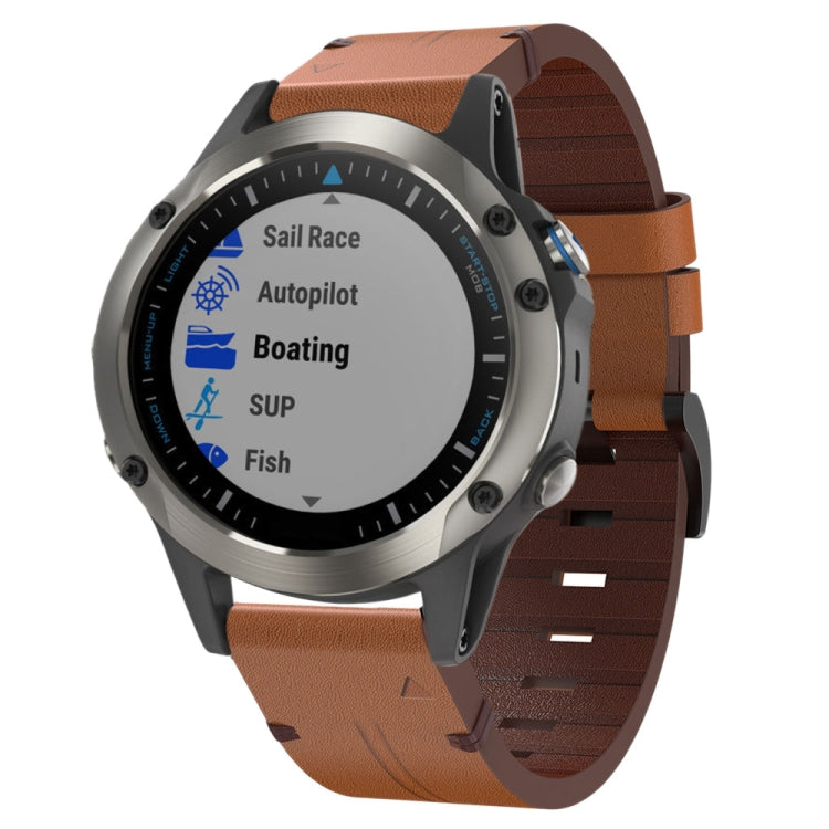 Cinturino per orologio in pelle con fibbia in acciaio da 22 mm, For Garmin Fenix 6 GPS, For Garmin Fenix 6 Pro GPS, For Garmin Fenix 6 Sapphire GPS, For Garmin Fenix 5, For Garmin Fenix 5 Plus, For Garmin Quatix 5, For Garmin Quatix 5 Sapphire         ...
