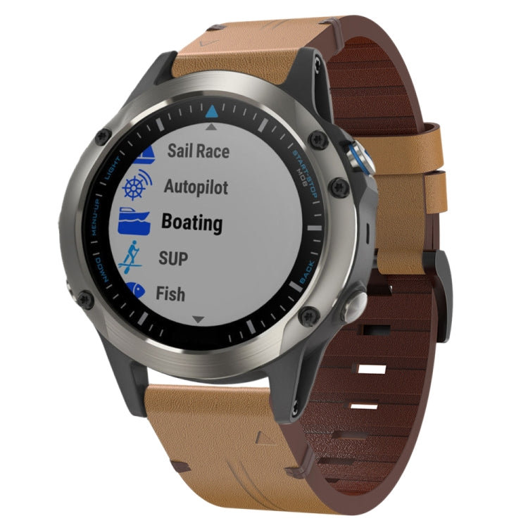 Cinturino per orologio in pelle con fibbia in acciaio da 22 mm, For Garmin Fenix 6 GPS, For Garmin Fenix 6 Pro GPS, For Garmin Fenix 6 Sapphire GPS, For Garmin Fenix 5, For Garmin Fenix 5 Plus, For Garmin Quatix 5, For Garmin Quatix 5 Sapphire         ...