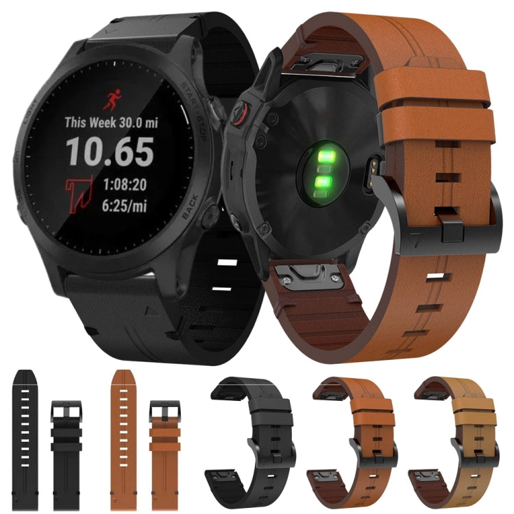 Cinturino per orologio in pelle con fibbia in acciaio da 22 mm, For Garmin Forerunner 945, For Garmin Forerunner 935