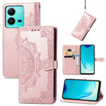 Custodia per telefono in pelle goffrata fiore mandala, For Motorola Moto G72, For vivo V25, For Samsung Galaxy S23 5G, For Samsung Galaxy S23 Plus 5G