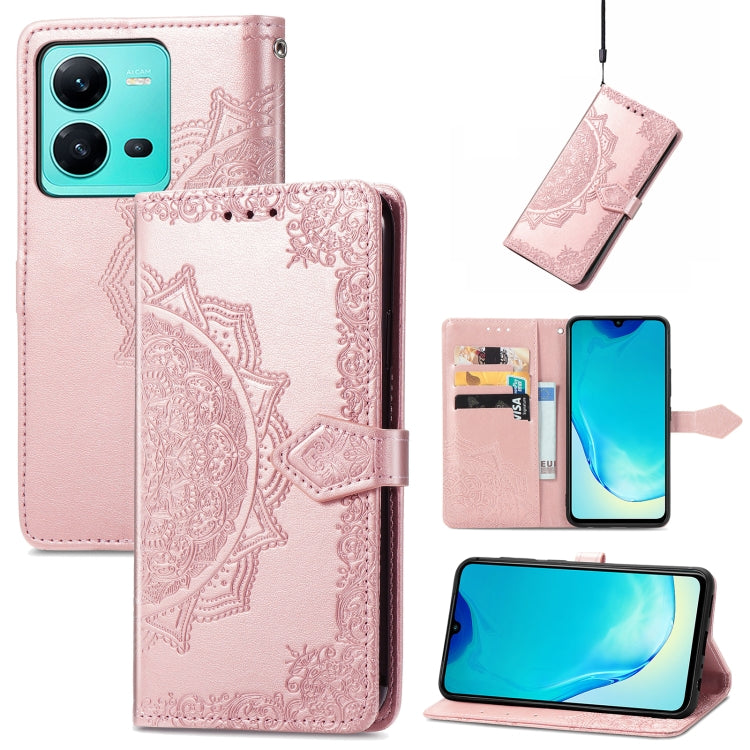 Custodia per telefono in pelle goffrata fiore mandala, For Motorola Moto G72, For vivo V25, For Samsung Galaxy S23 5G, For Samsung Galaxy S23 Plus 5G