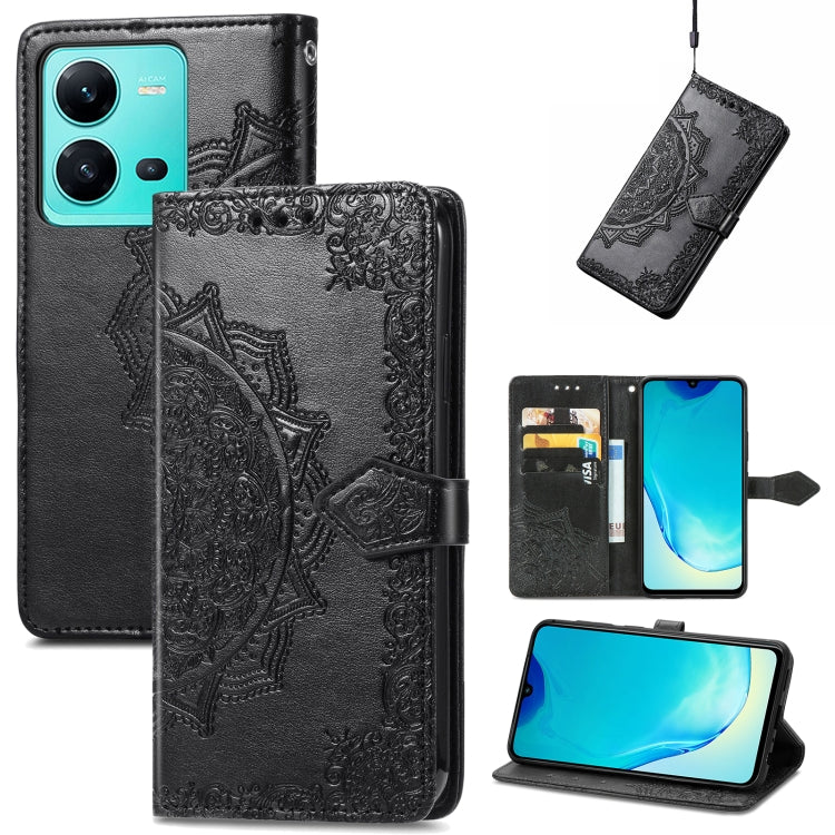 Custodia per telefono in pelle goffrata fiore mandala, For Motorola Moto G72, For vivo V25, For Samsung Galaxy S23 5G, For Samsung Galaxy S23 Plus 5G