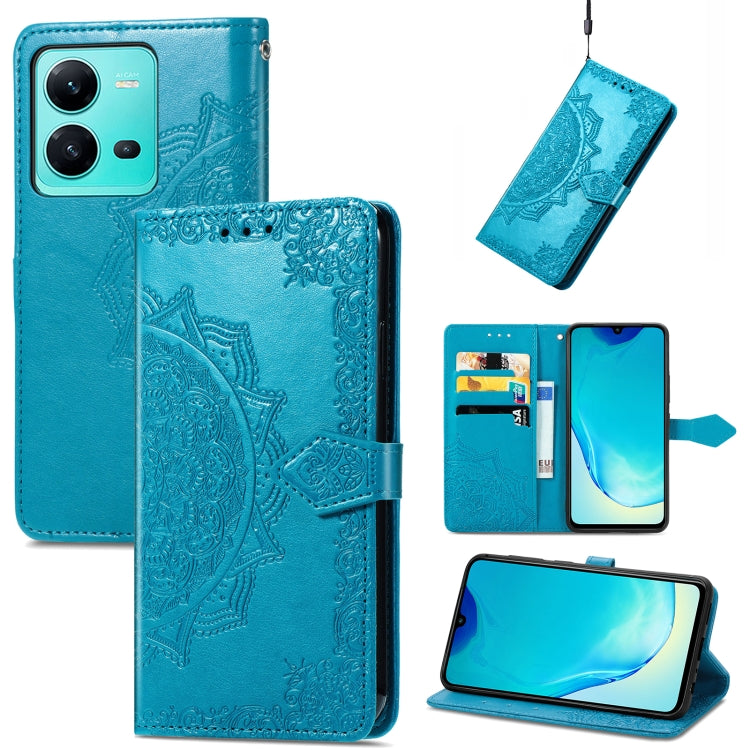 Custodia per telefono in pelle goffrata fiore mandala, For Motorola Moto G72, For vivo V25, For Samsung Galaxy S23 5G, For Samsung Galaxy S23 Plus 5G