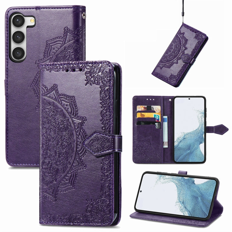 Custodia per telefono in pelle goffrata fiore mandala, For Motorola Moto G72, For vivo V25, For Samsung Galaxy S23 5G, For Samsung Galaxy S23 Plus 5G