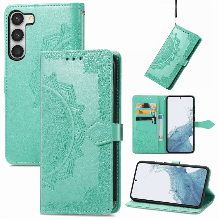 Custodia per telefono in pelle goffrata fiore mandala, For Motorola Moto G72, For vivo V25, For Samsung Galaxy S23 5G, For Samsung Galaxy S23 Plus 5G