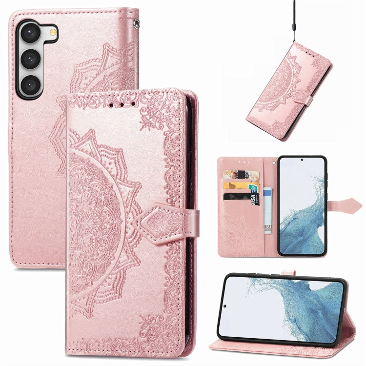 Custodia per telefono in pelle goffrata fiore mandala, For Samsung Galaxy S23 Ultra 5G