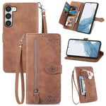 Custodia per telefono in pelle con cerniera fiore in rilievo, For Samsung Galaxy S23 5G, For Samsung Galaxy S23 Plus 5G, For Samsung Galaxy S23 Ultra 5G, For Nokia C21