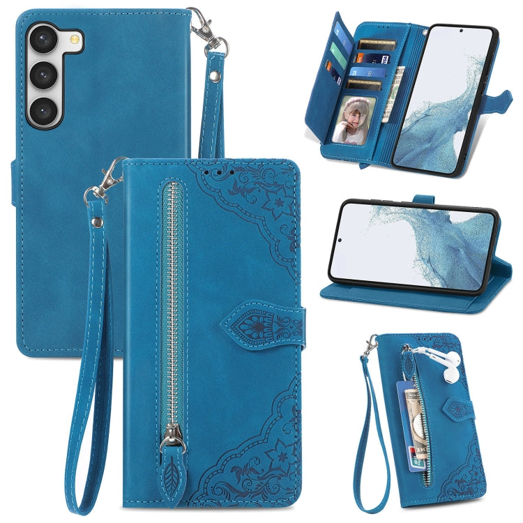 Custodia per telefono in pelle con cerniera fiore in rilievo, For Samsung Galaxy S23 5G, For Samsung Galaxy S23 Plus 5G, For Samsung Galaxy S23 Ultra 5G, For Nokia C21
