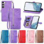 Custodia per telefono in pelle con cerniera fiore in rilievo, For Samsung Galaxy S23 5G, For Samsung Galaxy S23 Plus 5G, For Samsung Galaxy S23 Ultra 5G, For Nokia C21
