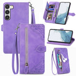 Custodia per telefono in pelle con cerniera fiore in rilievo, For Samsung Galaxy S23 5G, For Samsung Galaxy S23 Plus 5G, For Samsung Galaxy S23 Ultra 5G, For Nokia C21