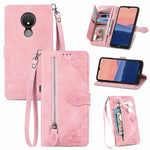 Custodia per telefono in pelle con cerniera fiore in rilievo, For Samsung Galaxy S23 5G, For Samsung Galaxy S23 Plus 5G, For Samsung Galaxy S23 Ultra 5G, For Nokia C21