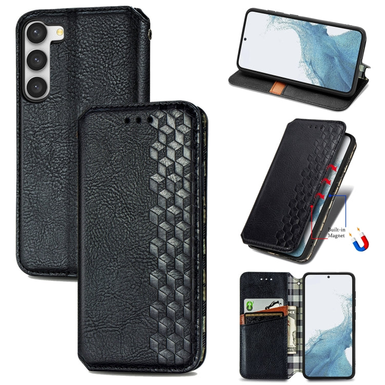 Custodia per telefono in pelle magnetica pressata a griglia cubica, For Samsung Galaxy S23 5G, For Samsung Galaxy S23+ 5G, For Samsung Galaxy S23 Ultra 5G, For Nokia C21