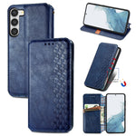 Custodia per telefono in pelle magnetica pressata a griglia cubica, For Samsung Galaxy S23 5G, For Samsung Galaxy S23+ 5G, For Samsung Galaxy S23 Ultra 5G, For Nokia C21