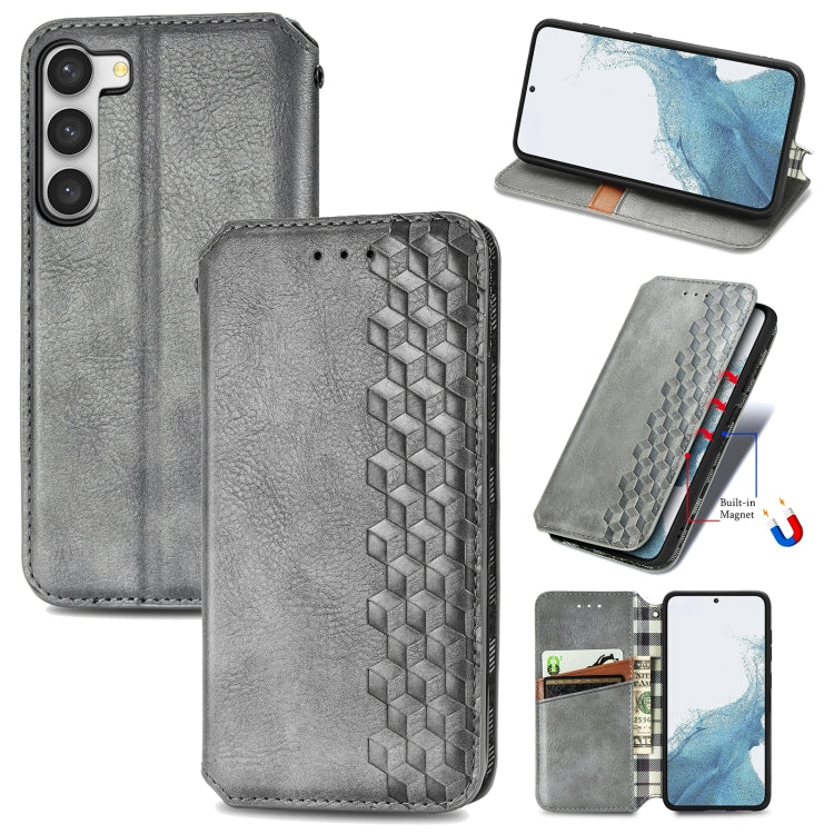 Custodia per telefono in pelle magnetica pressata a griglia cubica, For Samsung Galaxy S23 5G, For Samsung Galaxy S23+ 5G, For Samsung Galaxy S23 Ultra 5G, For Nokia C21