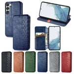 Custodia per telefono in pelle magnetica pressata a griglia cubica, For Samsung Galaxy S23 5G, For Samsung Galaxy S23+ 5G, For Samsung Galaxy S23 Ultra 5G, For Nokia C21