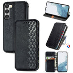 Custodia per telefono in pelle magnetica pressata a griglia cubica, For Samsung Galaxy S23 5G, For Samsung Galaxy S23+ 5G, For Samsung Galaxy S23 Ultra 5G, For Nokia C21