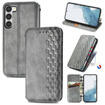 Custodia per telefono in pelle magnetica pressata a griglia cubica, For Samsung Galaxy S23 5G, For Samsung Galaxy S23+ 5G, For Samsung Galaxy S23 Ultra 5G, For Nokia C21