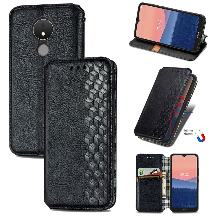 Custodia per telefono in pelle magnetica pressata a griglia cubica, For Samsung Galaxy S23 5G, For Samsung Galaxy S23+ 5G, For Samsung Galaxy S23 Ultra 5G, For Nokia C21