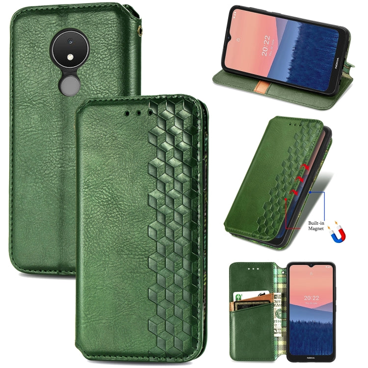 Custodia per telefono in pelle magnetica pressata a griglia cubica, For Samsung Galaxy S23 5G, For Samsung Galaxy S23+ 5G, For Samsung Galaxy S23 Ultra 5G, For Nokia C21