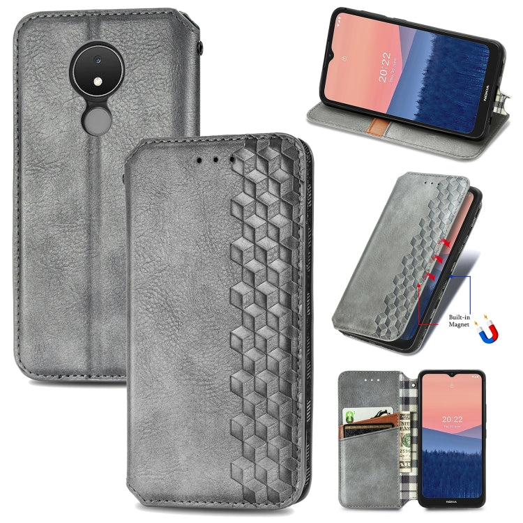 Custodia per telefono in pelle magnetica pressata a griglia cubica, For Samsung Galaxy S23 5G, For Samsung Galaxy S23+ 5G, For Samsung Galaxy S23 Ultra 5G, For Nokia C21