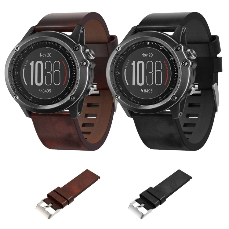 Cinturino per orologio in pelle con fibbia in acciaio da 26 mm, For Garmin Fenix 3 HR, For Garmin Fenix 3 Sapphire, For Garmin Descent MK 2, For Garmin Descent MK 2i