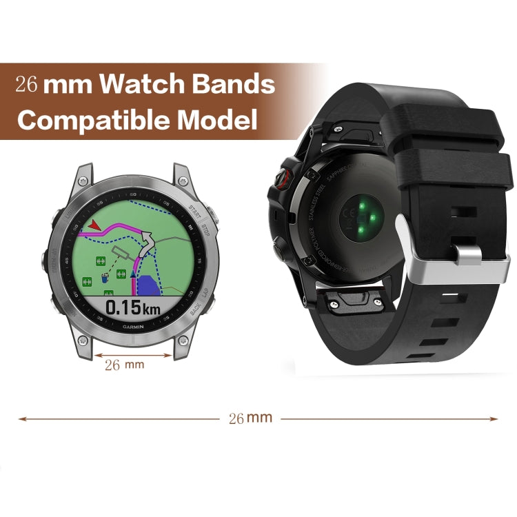 Cinturino per orologio in pelle con fibbia in acciaio da 26 mm, For Garmin Fenix 3 HR, For Garmin Fenix 3 Sapphire, For Garmin Descent MK 2, For Garmin Descent MK 2i