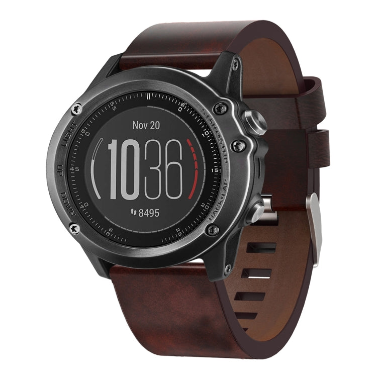 Cinturino per orologio in pelle con fibbia in acciaio da 26 mm, For Garmin Fenix 3 HR, For Garmin Fenix 3 Sapphire, For Garmin Descent MK 2, For Garmin Descent MK 2i