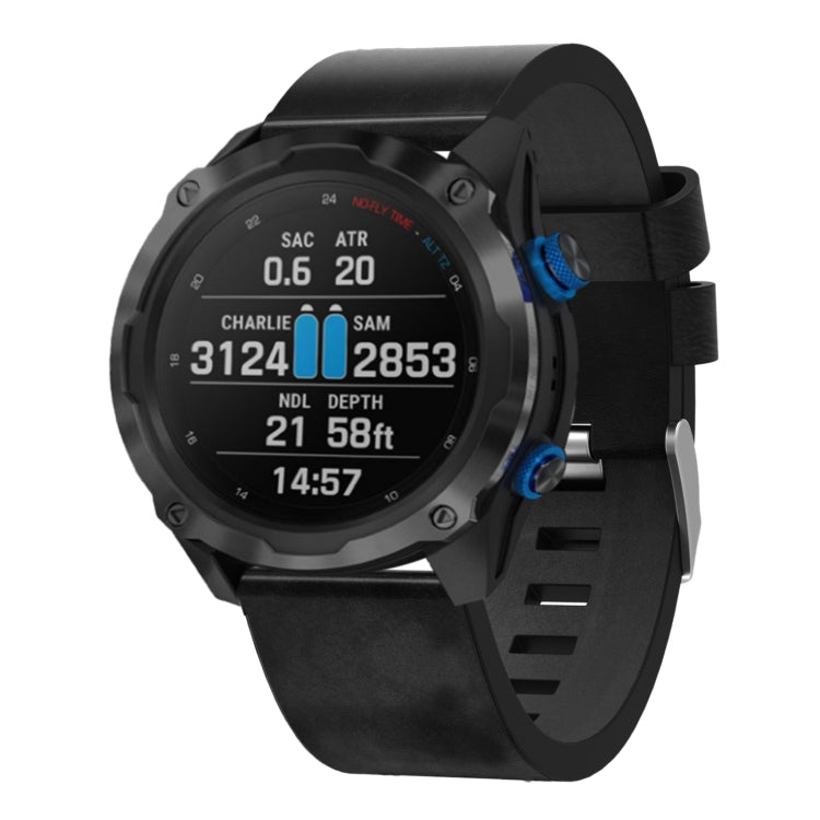 Cinturino per orologio in pelle con fibbia in acciaio da 26 mm, For Garmin Fenix 3 HR, For Garmin Fenix 3 Sapphire, For Garmin Descent MK 2, For Garmin Descent MK 2i