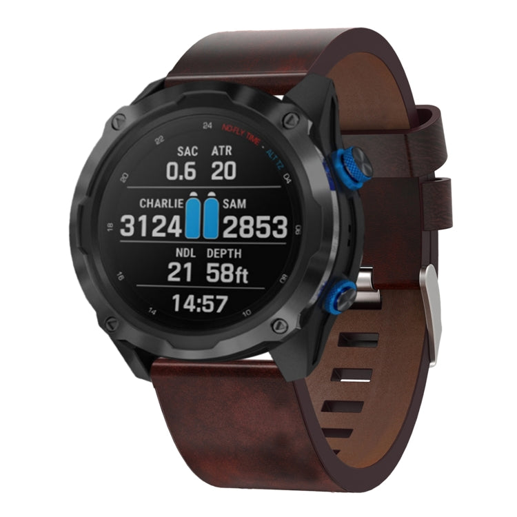 Cinturino per orologio in pelle con fibbia in acciaio da 26 mm, For Garmin Fenix 3 HR, For Garmin Fenix 3 Sapphire, For Garmin Descent MK 2, For Garmin Descent MK 2i