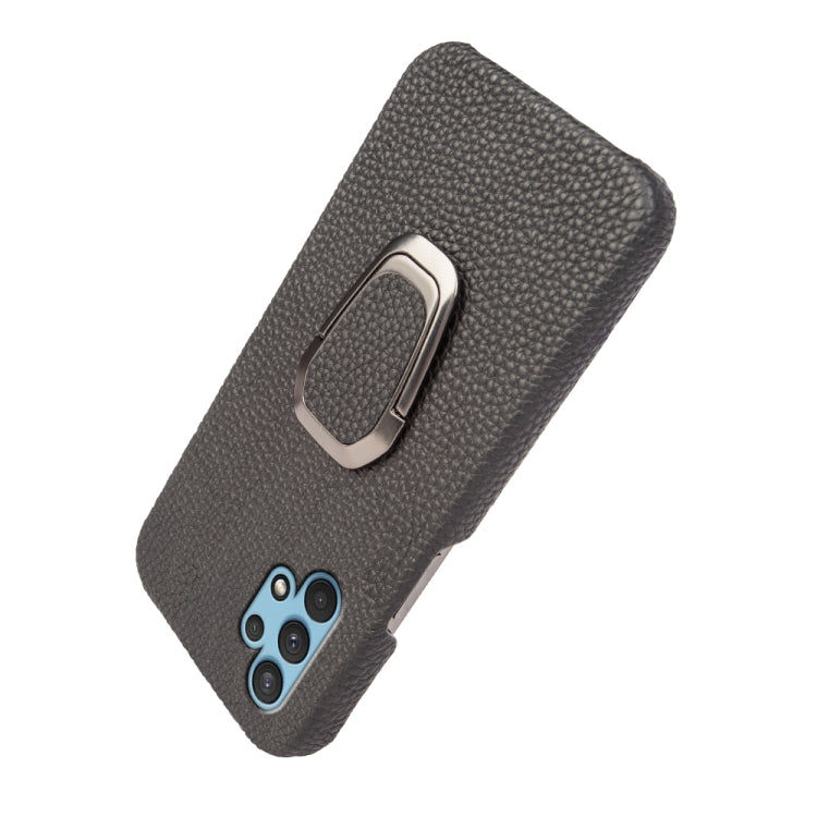 Per Samsung Galaxy A32 4G Ring Holder Litchi Texture Custodia per telefono in vera pelle, For Samsung Galaxy A32 4G