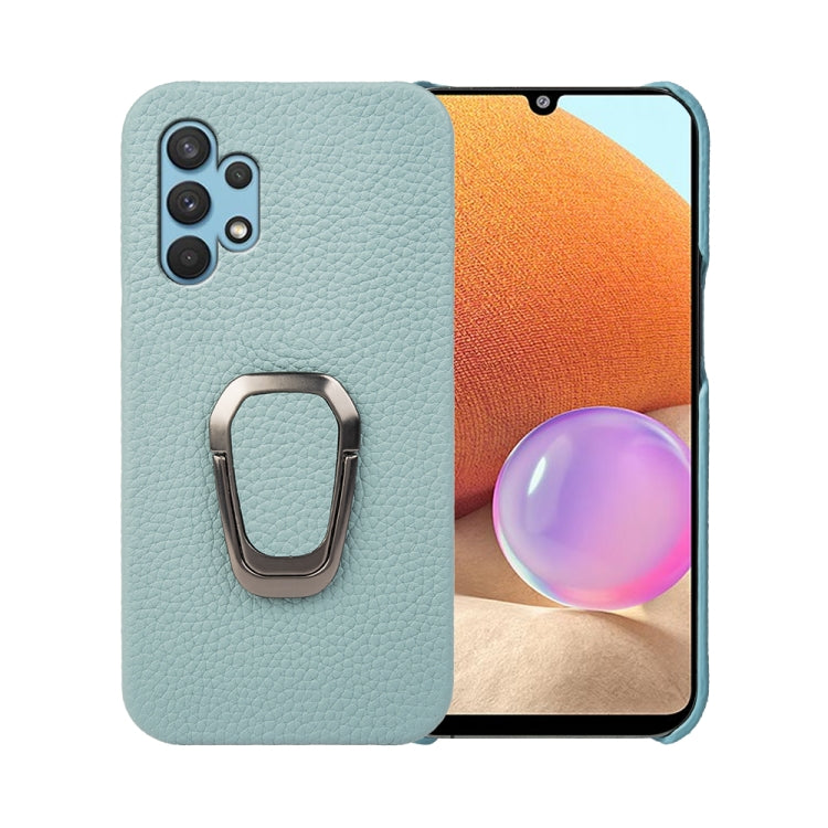 Per Samsung Galaxy A32 4G Ring Holder Litchi Texture Custodia per telefono in vera pelle, For Samsung Galaxy A32 4G