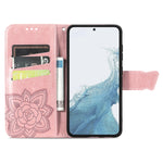 Custodia per telefono in pelle goffrata farfalla amore fiore, For Samsung Galaxy S23 5G, For Samsung Galaxy S23+ 5G, For Samsung Galaxy S23 Ultra 5G