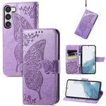Custodia per telefono in pelle goffrata farfalla amore fiore, For Samsung Galaxy S23 5G, For Samsung Galaxy S23+ 5G, For Samsung Galaxy S23 Ultra 5G