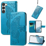 Custodia per telefono in pelle goffrata farfalla amore fiore, For Samsung Galaxy S23 5G, For Samsung Galaxy S23+ 5G, For Samsung Galaxy S23 Ultra 5G