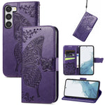 Custodia per telefono in pelle goffrata farfalla amore fiore, For Samsung Galaxy S23 5G, For Samsung Galaxy S23+ 5G, For Samsung Galaxy S23 Ultra 5G