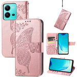 Custodia per telefono in pelle goffrata farfalla amore fiore, For vivo V25