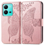 Custodia per telefono in pelle goffrata farfalla amore fiore, For vivo V25