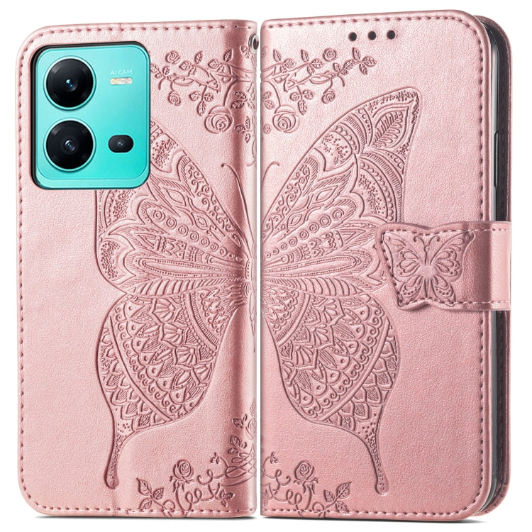 Custodia per telefono in pelle goffrata farfalla amore fiore, For vivo V25